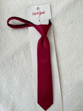 Cat & Jack Boys' Dark Red Pre-Tied Zipper Tie